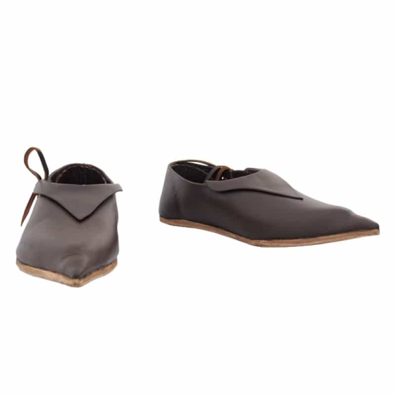 13Th C Soldier's Shoes, Side Laced, Dark Brown By Say