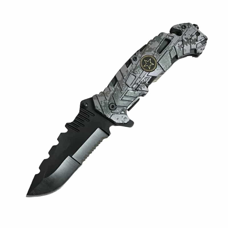 5" Spring Assisted Knife With Camo Nylon Fiber Handle