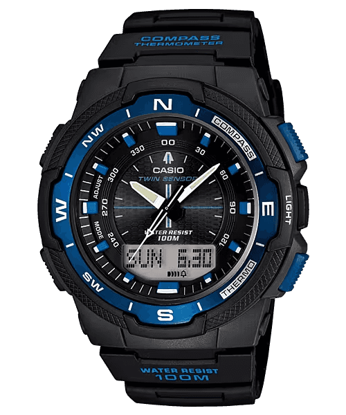 Dual Sensor Analog-Digital Watch W/ Digital Compass & Thermometer