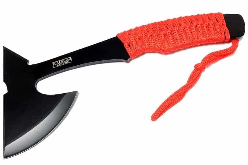 9" Full Tang Hunting Axe Stainless Steel Blade Red Nylon Handle With Sheath