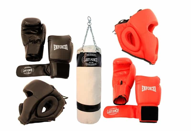 Last Punch Boxing Package New 1 Pair Of Headgears 2 Pair Gloves & Punching Bag
