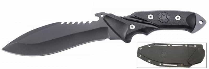 Defender 11" Black Hunting Knife With Sheath
