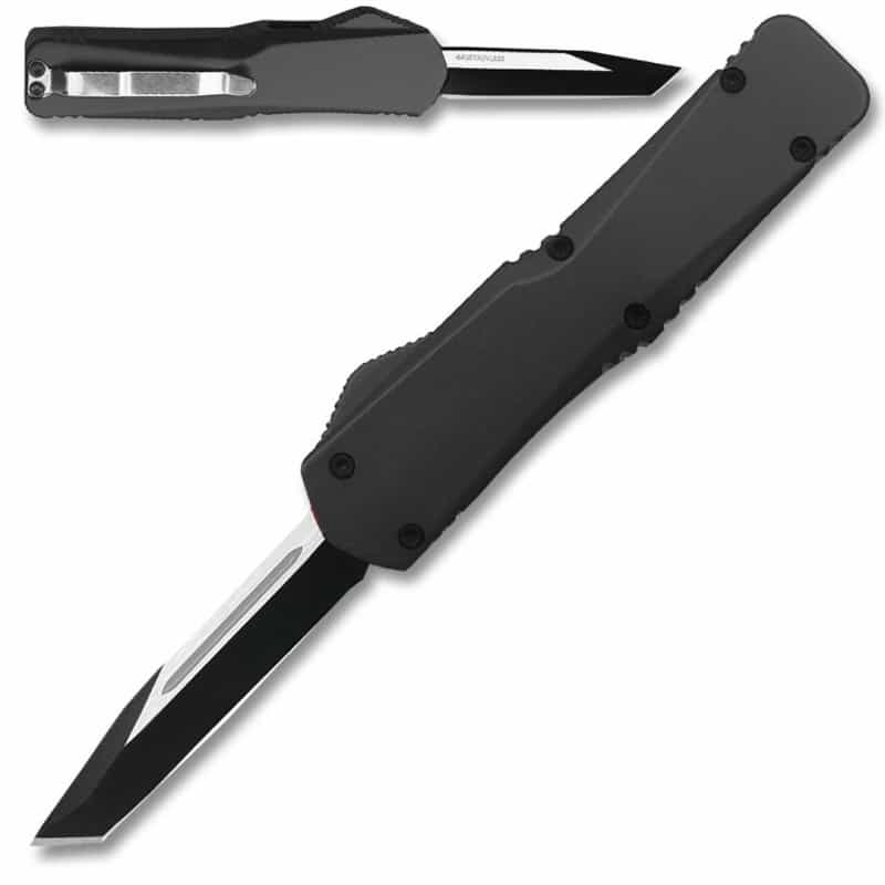 California Legal Otf Dual Action Knife (Black) Tanto Blade