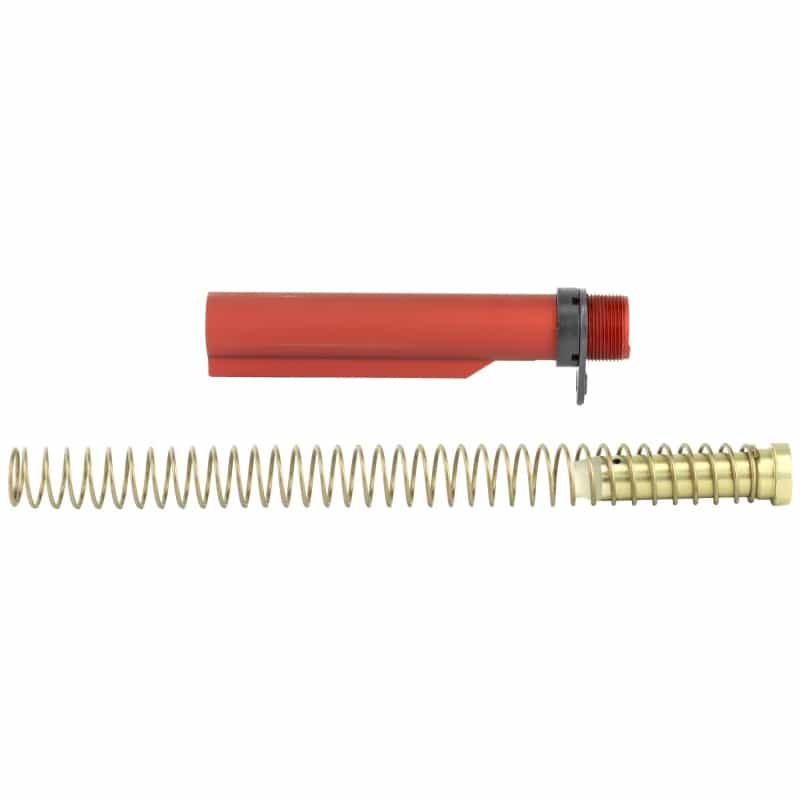 Lbe Unlimited, Ar15 Milspec Buffer Tube Kit, Buffer Tube, Recoil Spring, Castle Nut, Receiver End Plate, Recoil Buffer, Red