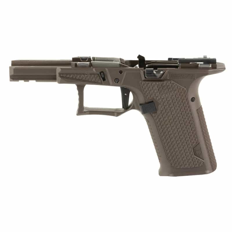 Lone Wolf Distributors, Dusk19 Textured Frame, Built, Striker Fired, Semi-Automatic, Compact, Fits 3Rd And 4Th Generation Glock 19 Slides, Matte Finish, Brown, Integral Locking System