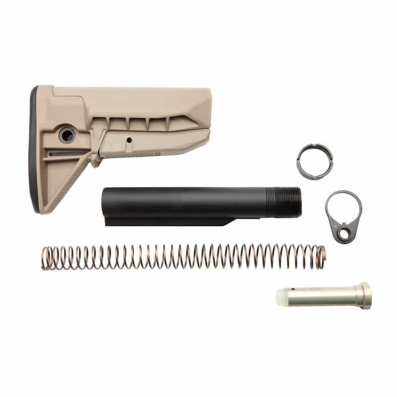 Bravo Company, Bcmgunfighter Mod 0 Stock Kit, Sopmod (Widebody), Receiver Extension, Quick Detach End Plate, Lock Nut Action Spring, Carbine Buffer, Flat Dark Earth