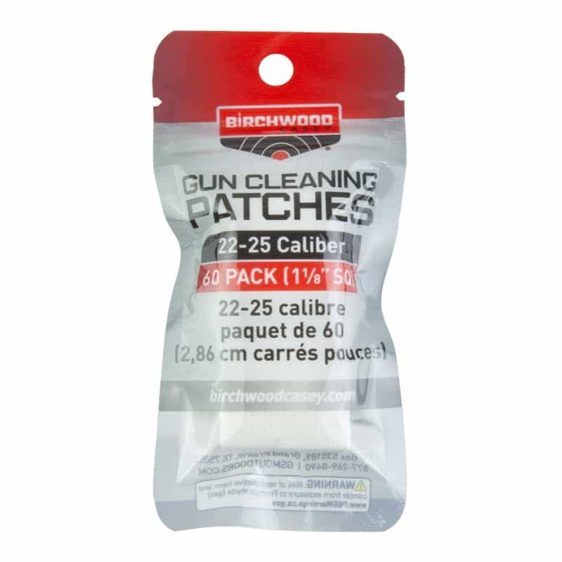 Birchwood Casey, Patches, .22-.25 Caliber, 1 1/8" Square, 60 Pack