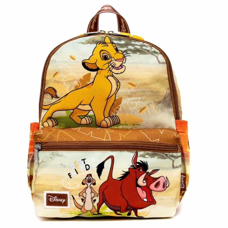 13" Lion King Nylon Traditional Backpack With Adjustable Straps & 2 Side Pockets