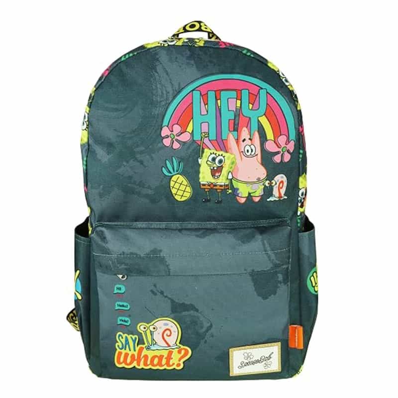17" Spongebob Backpack With Padded Laptop Sleeve Front Pocket & Side Compartments