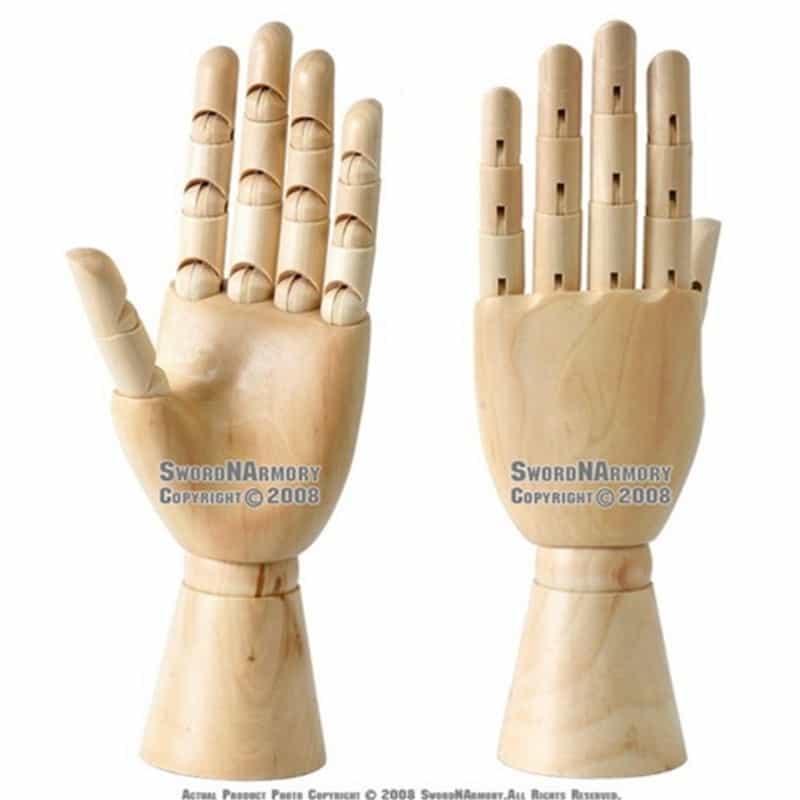 Wood Artist Left Hand With Jointed Fingers Product Showroom Display Stand