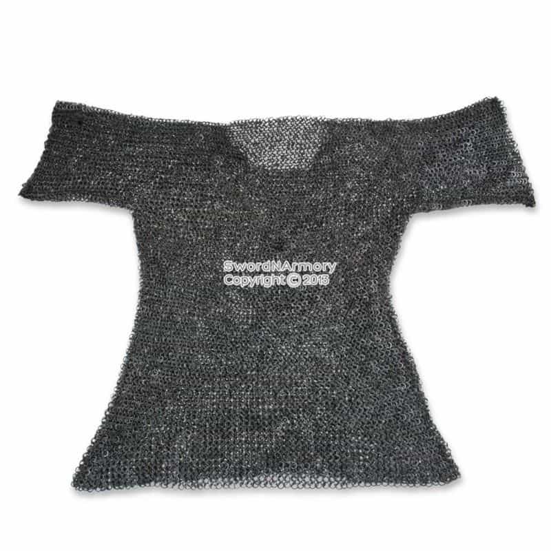 Large Size Medieval Chainmail Hauberk Round Ring Round Riveted Short Sleeves Sca Larp