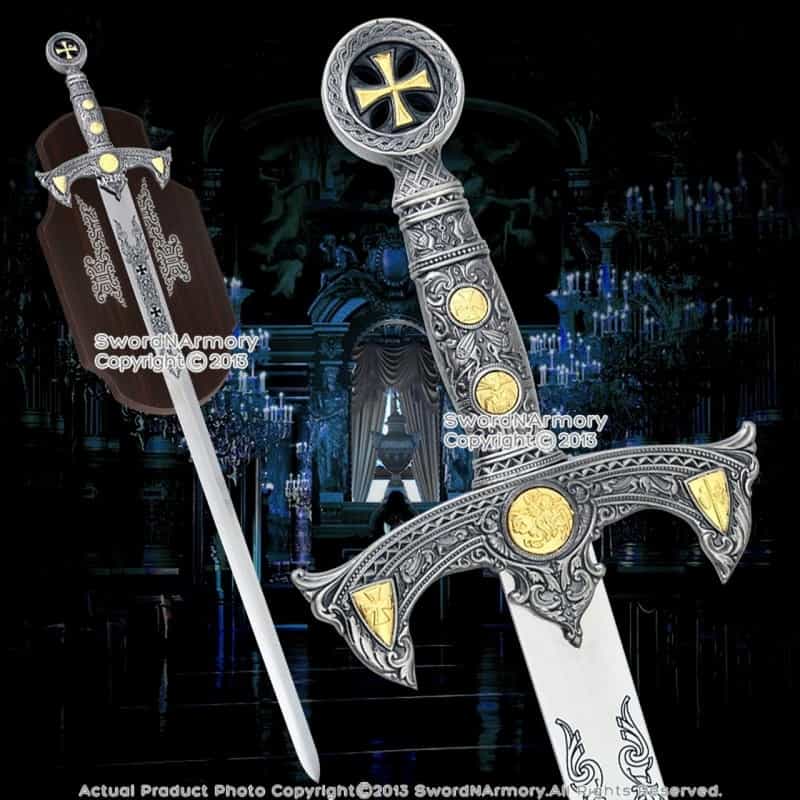 47" Long Full Size Medieval 12Th Century Knights Templar Crusader Sword W/ Plaq