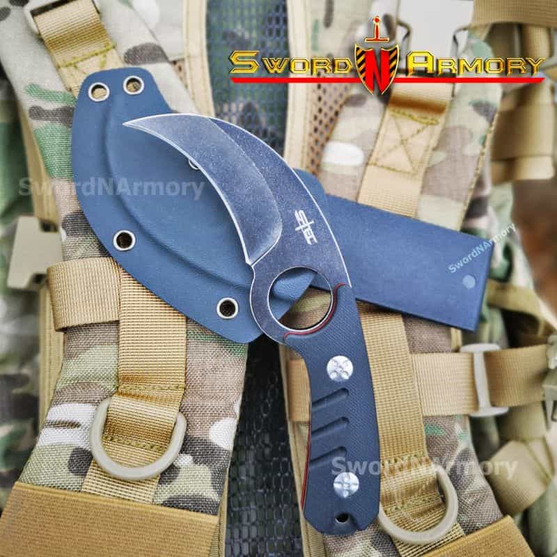 7" Mini Hawk Tactical Knife With G10 Composite Handle, 2 â¾â?3Cr13 Stone Washed Blade, Reversible Kydex Sheath With Belt Loop