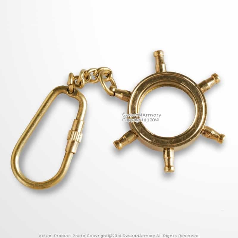 Handmade Brass Maritime Ship Navigation Sailing Wheel Keychain Nautical Gift