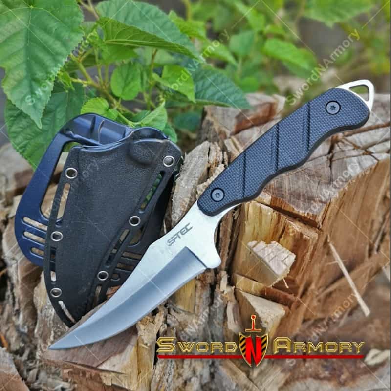 9" Fixed Blade Tactical Hunting Knife With Abs Belt Loop Holster Kydex Sheath