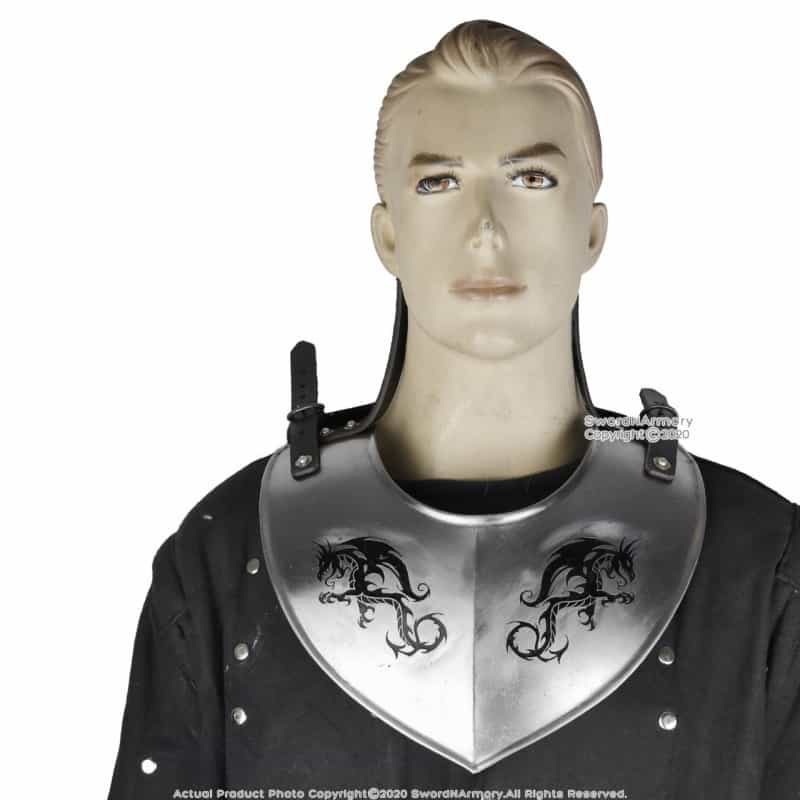 Black Dragon Medieval 18 Gauge Steel Plate Armor Gorget Neck Protector Sca Larp