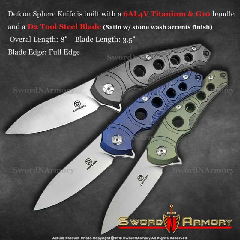 Defcon Sphere Folder 3.5 In Blade Violet Titanium-G10 Handle