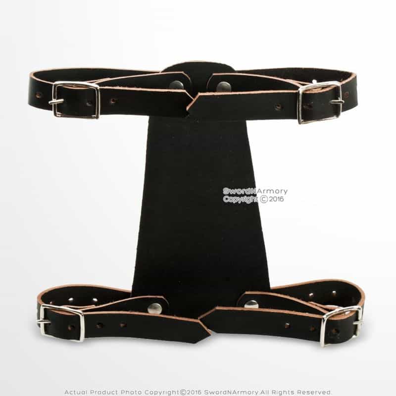 7" Horizontal Black Leather Back Hanger Dagger Belt Frog Renaissance Faire Larp
