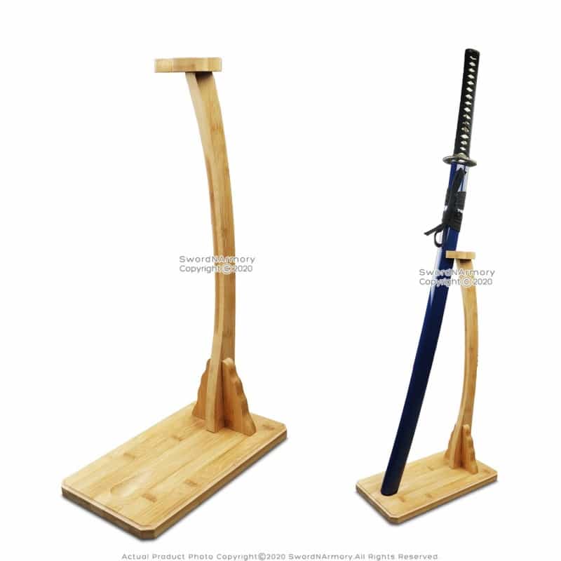 Deluxe Vertical Shogun Style Upright Kantana Stand Sword Display Natural Bamboo