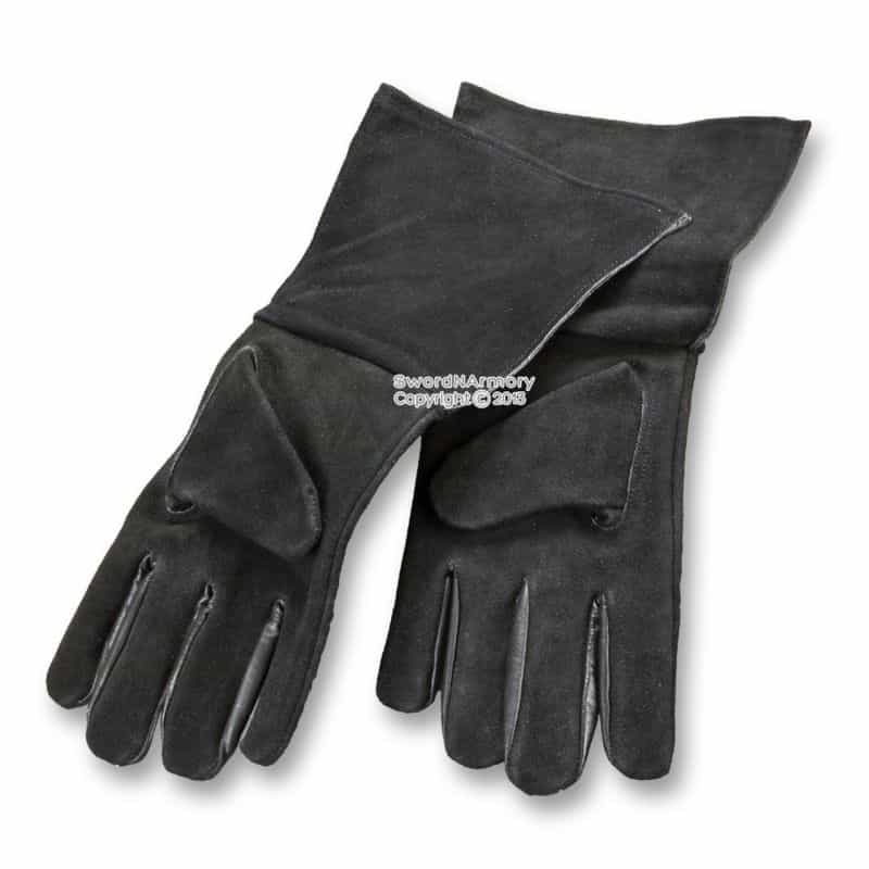 Large Size Medieval Genuine Suede Leather Gloves For Gauntlets Larp Costume