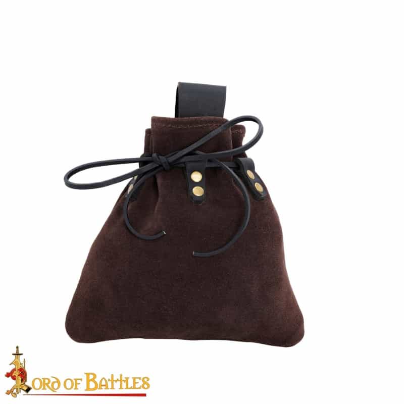 Medieval Drawstring Belt Pouch Crafted From Genuine Suede Leather