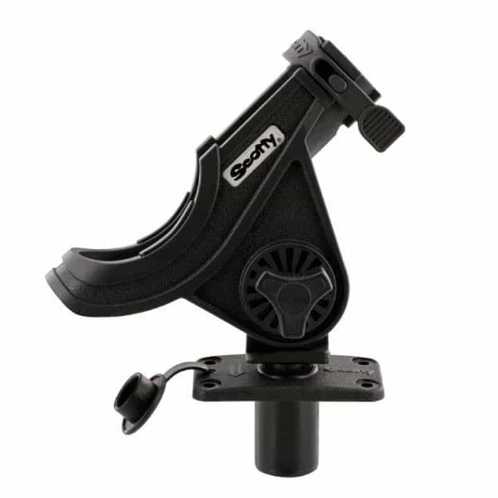 Scotty Baitcaster/Spinning Rod Holder With Flush Deck Mount, Black
