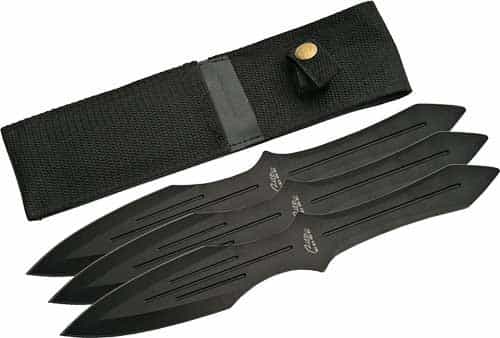 Szco Rite Edge 9.75\" Throwing Knife Black 3Pc Set W\/Sheath