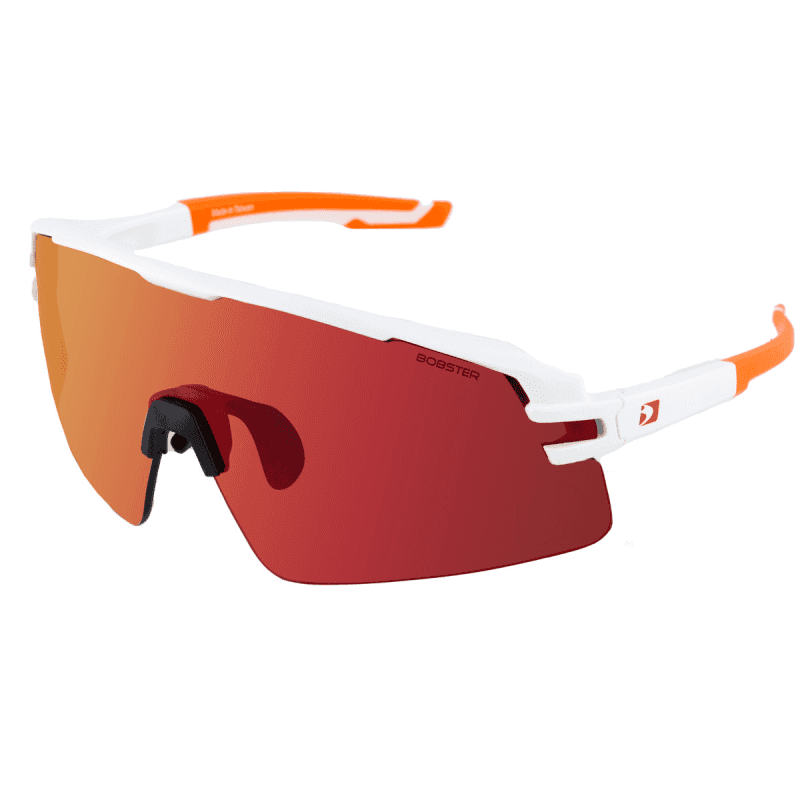 Flash Sunglasses - Matte White/Orange Frame W/Smoke Black Red Revo Lens