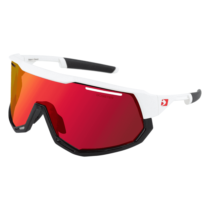 Freewheel Sunglasess - Matte White/Gloss Black Frame W/ Smoke Black Red Revo/Yellow/Clear Lenses