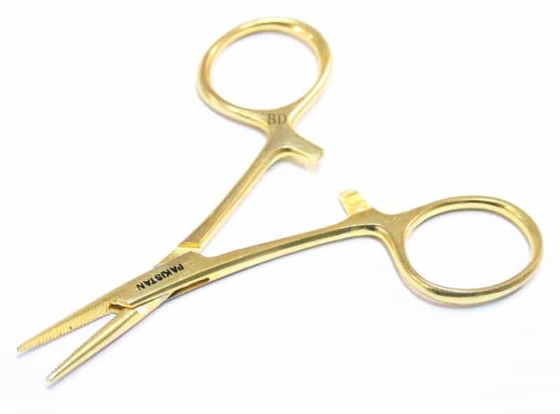 3.5" Locking Hemostat Gold Color Forceps Straight Stainless Steel Good Quality