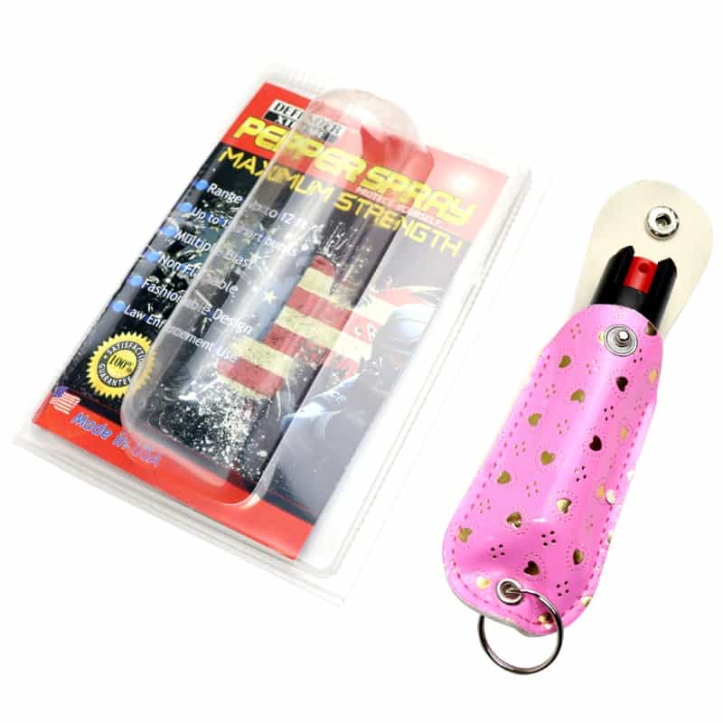 Defender Xtreme 1/2 Oz Pepper Spray With Pink Heart Sheath Key Chain