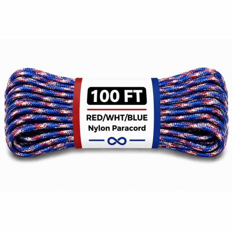 The Bone Edge - Red/White/Blue 100 Ft Premium 550 Paracord
