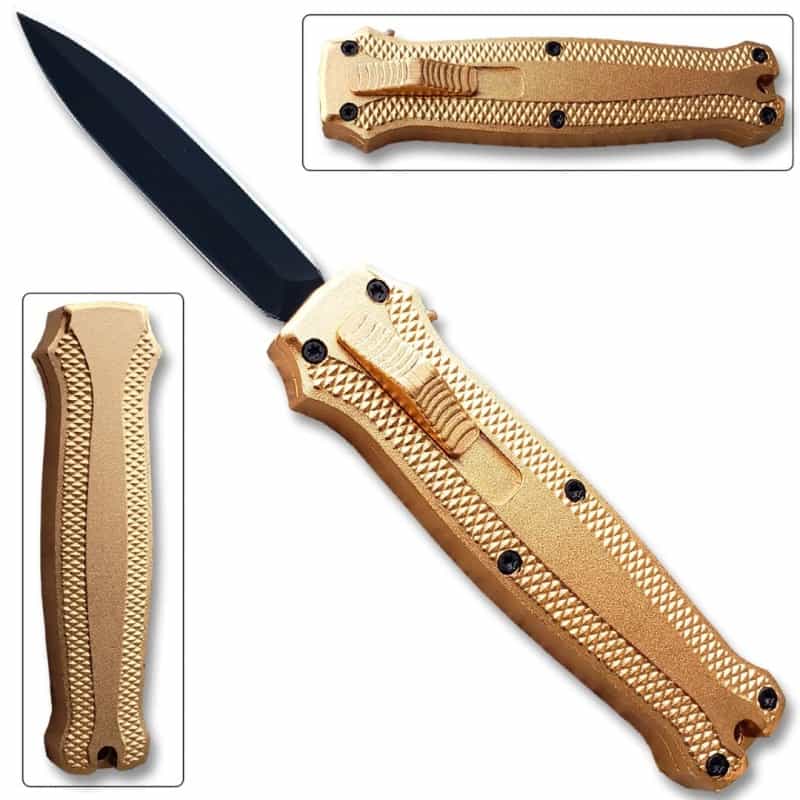 Otf Stiletto Blade Knife Gold