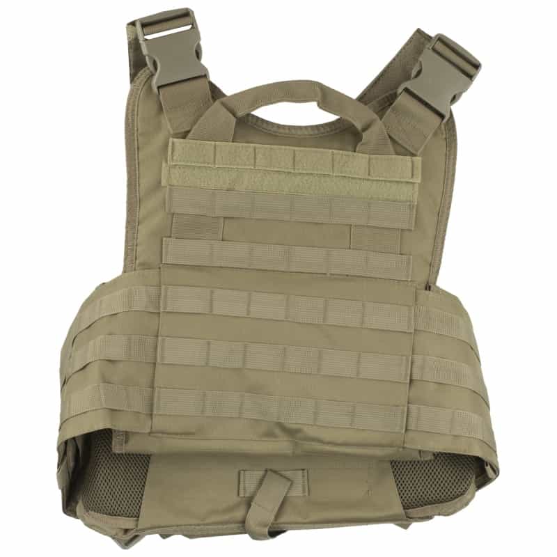 Ncstar, Plate Carrier Vest, Nylon, Tan, Size Medium-2Xl, Fully Adjustable, Pals/ Molle Webbing, Compatible With 10" X 12" Hard Plates