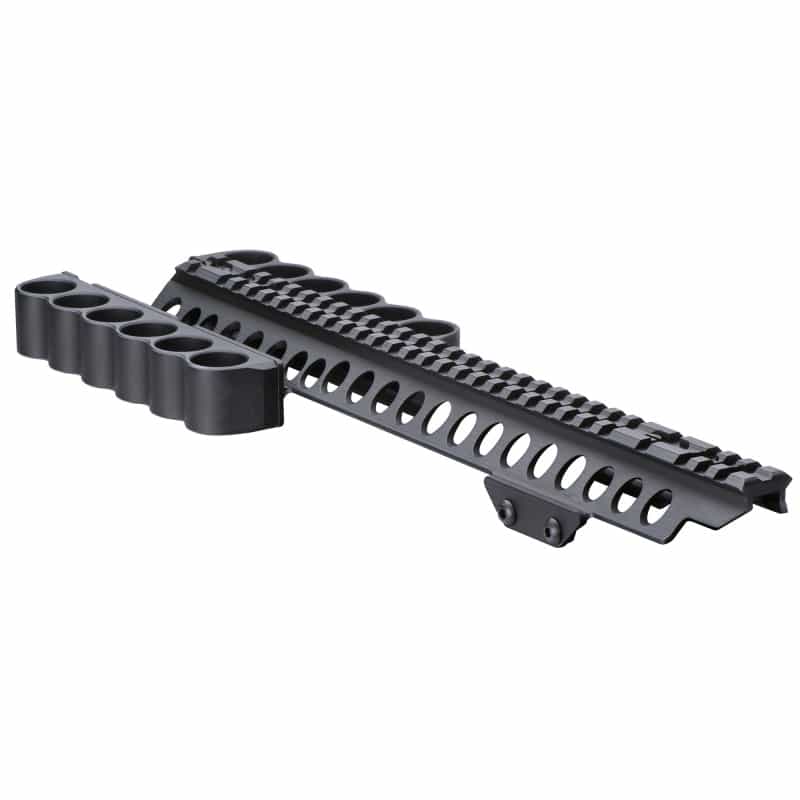 Mesa Tactical, 6-Shell, Both Sides, Side Saddle, 12 Gauge, Sureshell Saddle With Rail 13", Fits Kel-Tec Ksg, Black
