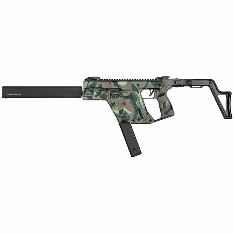Kriss Usa, Inc, Vector Crb Gen Iii, Semi-Automatic Rifle, 10Mm, 16" Threaded Barrel, 9/16X24 Thread Pitch, Cerakote Finish, Ironwood Delta Camo, Adjustable Folding Stock, Low-Profile Flip-Up Sights, 10 Rounds, 1 Magazine