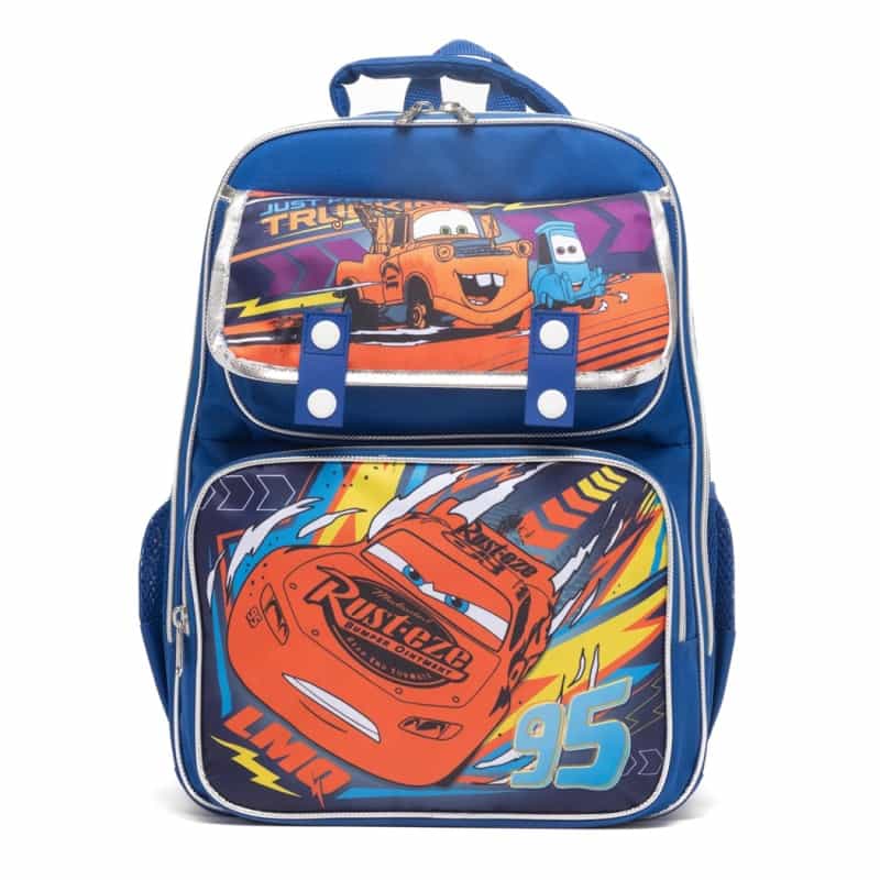15.5" Cars Large School Backpack With Padded With Adjustable Straps - Blue