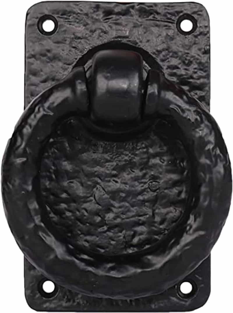 Mythrojan Black Powder Coated Large Ring Front Door Artisan Made Antique Knocker