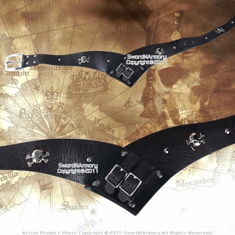 Brown Faux Leather Sword Frog Pirate Cutlass Belt Hanger