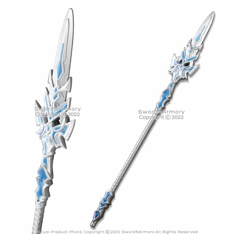 39" Silver Blue Fantasy Spear Staff Foam Anime Video Game Cosplay Costume Prop