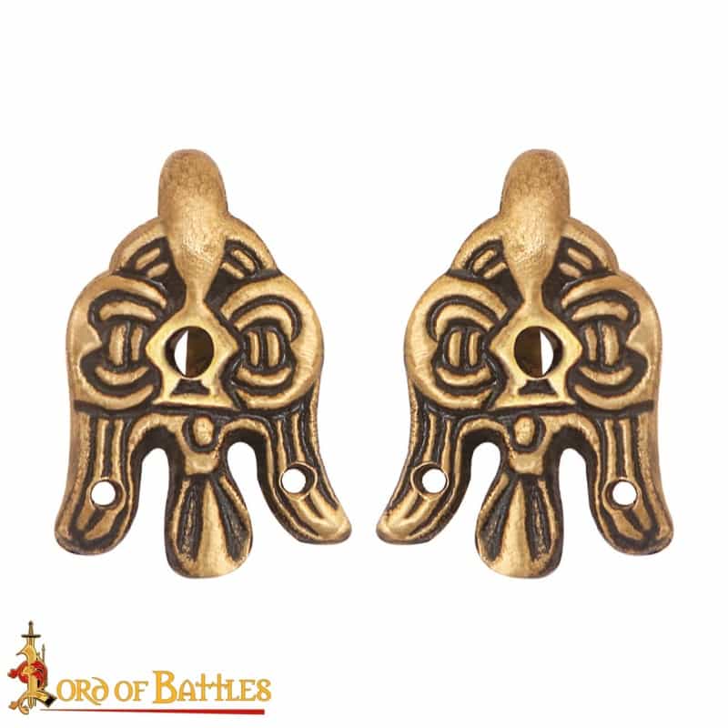 Antique Brass Viking Winingas Raven Hooks Set Of 2