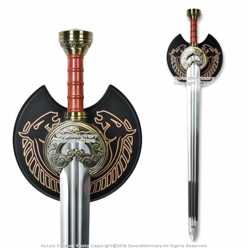 38" Medieval Arming Sword Double Fuller Blade With Display Plaque Cosplay Larp