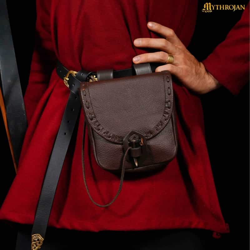 Mythrojan Belt Pouch Renaissance Costume Accessories Larp Waist Bag Cosplay Coin Purse –Brown