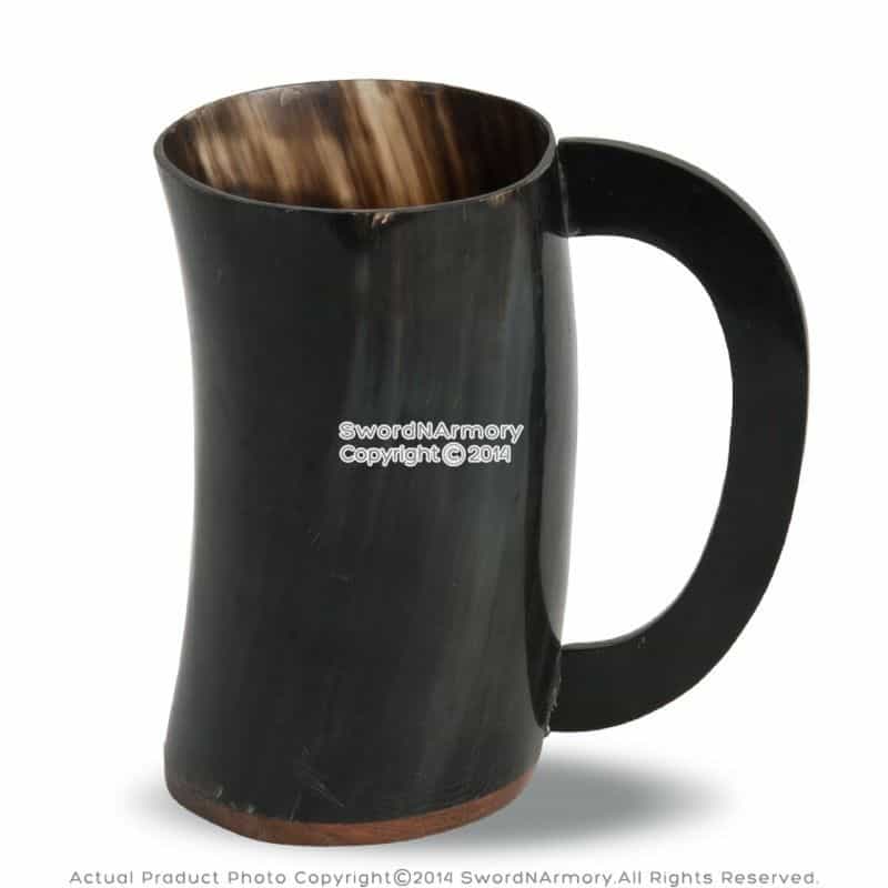 Handmade Viking Beer Mug Medieval Drinking Cow Horn Bos Taurus For Larp - Dark