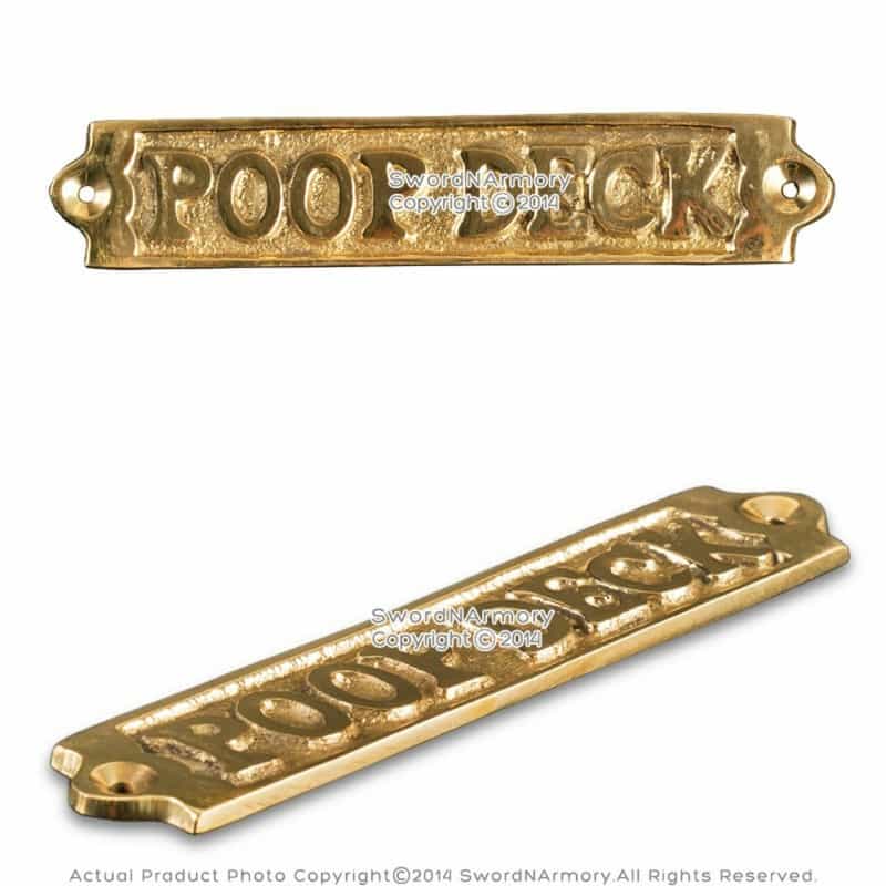 Handmade Brass Door Sign 5" "Poop Deck" Gift Souvenir