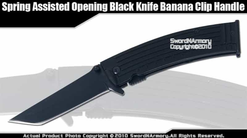Spring Assisted Opening Knife W/ Ak-47 Magazine Style Handle