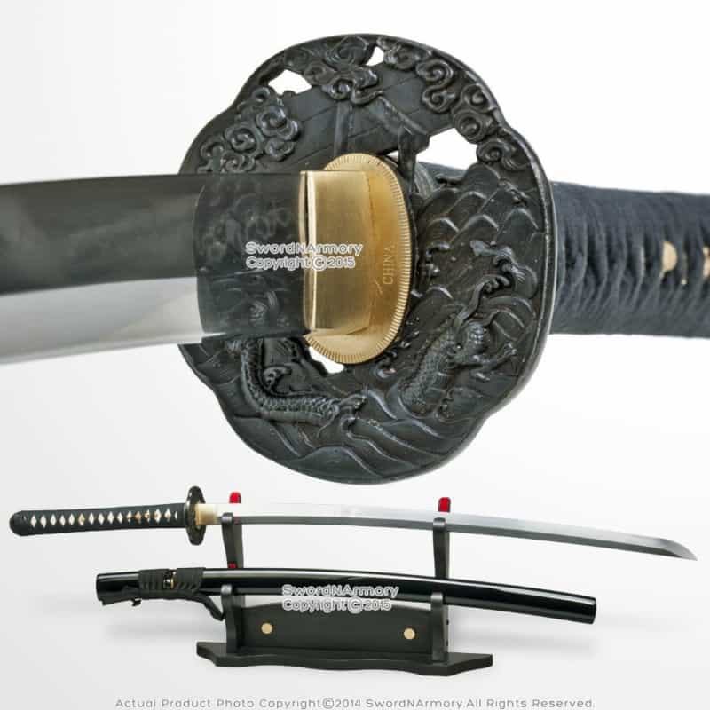 Musashi Dh T10 Steel Choji Hamon Handmade Samurai Katana Sword Dragon Tsuba