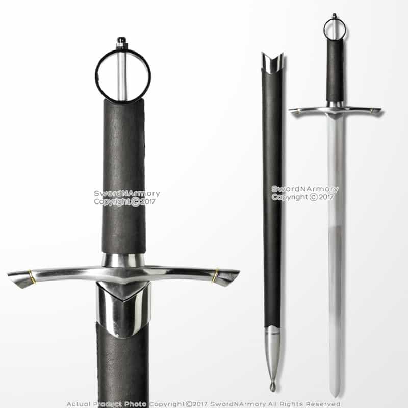 35.5" Irish Ring Hilt Celtic Medieval Crusader Knight Arming Sword With Scabbard