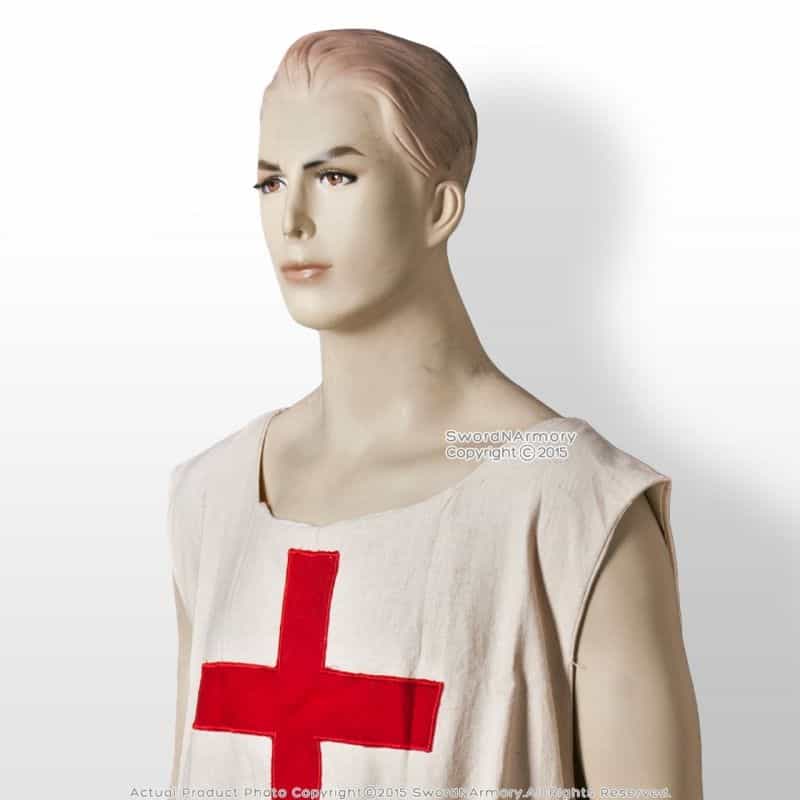 Renaissance Tudor Medieval Crusader Surcoat Red Cross Tunic Tabard Robe Larp Reenactment