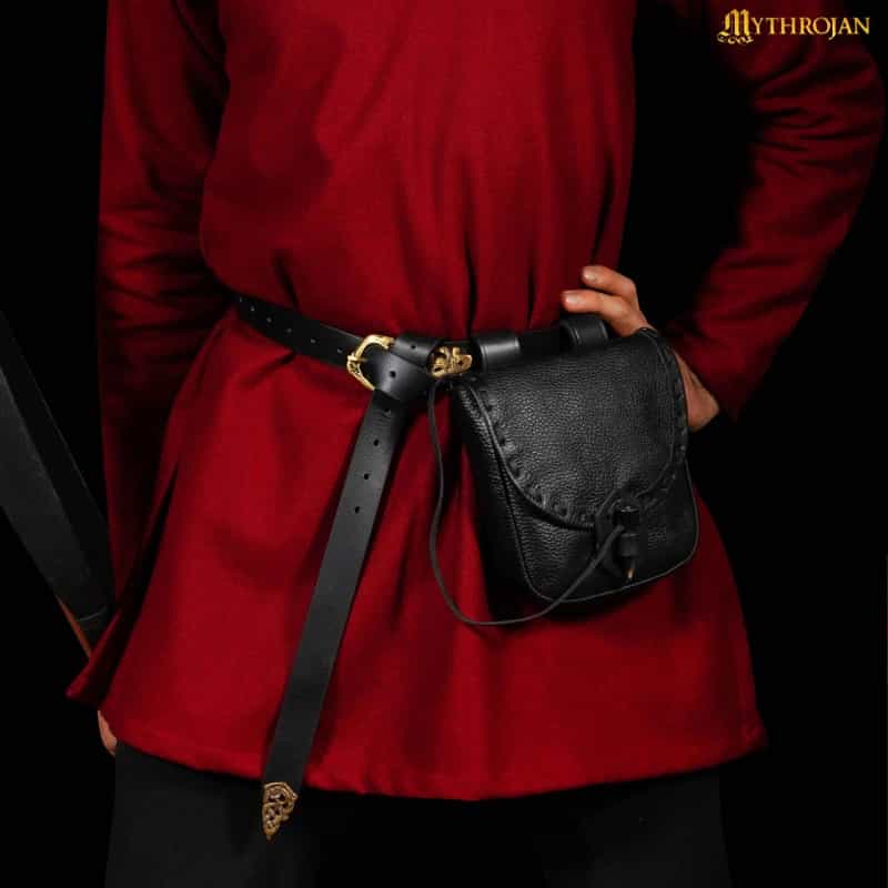 Mythrojan Belt Pouch Renaissance Costume Accessories Larp Waist Bag Cosplay Coin Purse –Black
